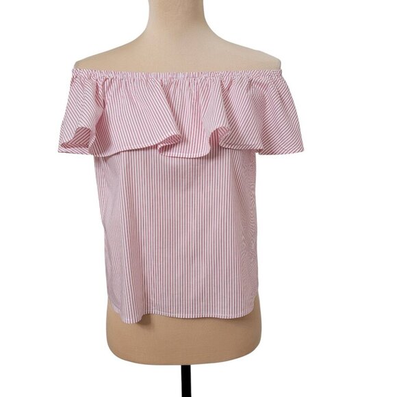 Forever 21 Size M Red & White Striped Layered Bardot Top, Gently Used Condition - Picture 1 of 12